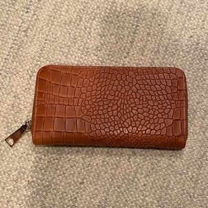 Beautiful cognac brown leather long wallet